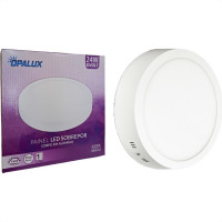 Plafon Led Sobrepor Opalux Redondo 24W. 6500K. Bivolt Branco