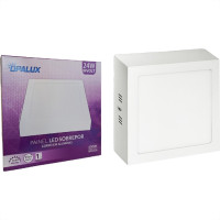 Plafon Led Sobrepor Opalux Quadrado 24W. 6500K. Bivolt Branco