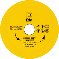 Disco Corte Para Vidro Eda 115 X 15 C2X 22,23Mm Com Adaptador 20Mm - 0Qb