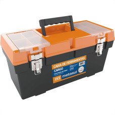 Caixa De Ferramentas Plastica Metasul 19,5'' Laranja/Preta Cargo Com Bandeja E Fecho De Metal