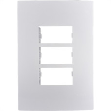 Placa Conjunto Ilumi I9-Inove Branco 4X2 3 Modulos Separados Horizontais Com Suporte - 96100