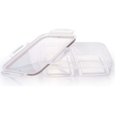 Pote Plastico Plasutil Com 2 Divisorias Hermetico Transparente Com Borracha - 13084