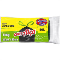 Saco De Lixo Embalixo Com Alca 50L 63X80Cm Preto Pacote Com 30 Sacos