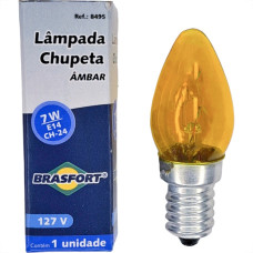 Lampada Chupeta Brasfort 7Wx127V. E14 Ambar - Kit C/25 Pecas