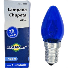 Lampada Chupeta Brasfort 7Wx127V. E14 Azul - Kit C/25 Pecas