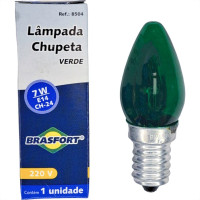 Lampada Chupeta Brasfort 7Wx220V. E14 Verde - Kit C/25 Pecas