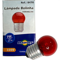 Lampada Bolinha Brasfort 7Wx220V. Vermelha - Kit C/25 Pecas