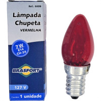 Lampada Chupeta Brasfort 7Wx127V. E14 Vermelha - Kit C/25 Pecas