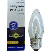 Lampada Vela Lisa Brasfort 40Wx220V. Clara - Kit C/10 Pecas