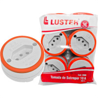 Tomada Externa Luster 2P+T. 10A Grande Cinza 2080 - Kit C/10 Pecas