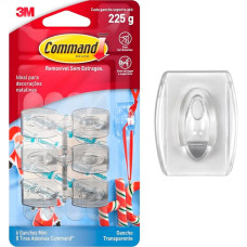 Gancho 3M Command Transparente 225G Mini Com 6 Pecas