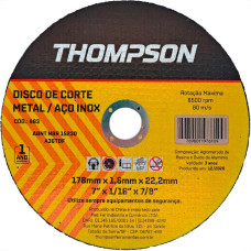 Disco Aco Inox Thompson - 7''X1/16''X7/8'' Fino 1,6Mm - Kit C/10 Pecas