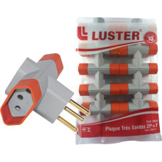 Pino 3 Saidas Luster 2 Polos+Terra 10A. Cinza/Laranja 2043 - Kit C/10 Pecas