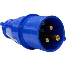 Acoplamento Industrial Macho Steck Newkon 2 Polos+Terra 200V. A 250V. 16A. Azul N3076