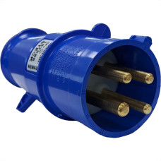 Acoplamento Industrial Macho Steck Newkon 3 Polos+Terra 200V. A 250V. 32A. Azul N4279