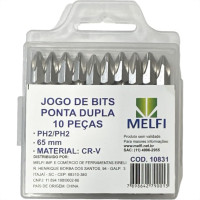 Ponteira Para Parafusadeira Melfi Ponta Dupla Phillips 65Mm Com 10 Pecas