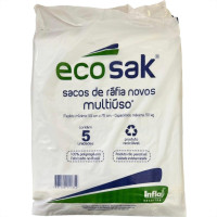 Saco De Rafia Novo Ecosak 50Cm X 75Cm - 50Kg - Pacote Com 5 Pecas Branco