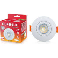 Spot Com Lampada Dicroica Led Ourolux 3W. Redondo Branco 6400K.