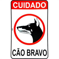 Placa Look 20X30Cm (Cuidado Cao Bravo) - Kit C/5 Pecas