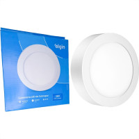 Plafon Led Sobrepor Elgin Redondo 24W. 6500K. Bivolt Branco