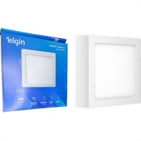 Plafon Led Sobrepor Elgin Quadrado 24W. 6500K. Bivolt Branco