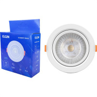 Spot Com Lampada Dicroica Led Elgin 5W. Redondo Branco Bivolt 6500K.