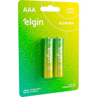 Pilha Elgin Alcalina Aaa Palito Cartela Com 2 Pecas - Lro3-1,5V