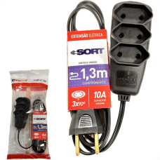 Extensao Daneva Sort 2 Polos Paralela 0,75Mm Preta - 1,3M - Dn1912