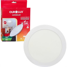 Plafon Led Embutir Ourolux Redondo 12W. 720Lm. 6400K. Bivolt Branco