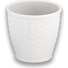 Vaso Rattan Redondo Branco Mini