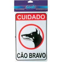 Placa Sinalizacao 20X30 Cao Bravo - Kit C/5 CA