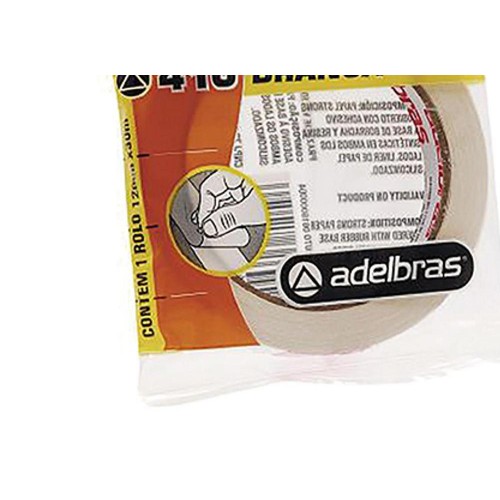 Fita Branca Papel Dupla-Face Adelbras 12Mmx30Mt