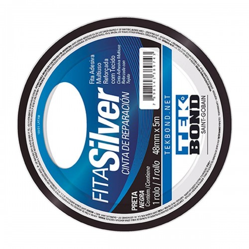 Fita Silver Tape Tekbond Preta 48Mmx05Mt