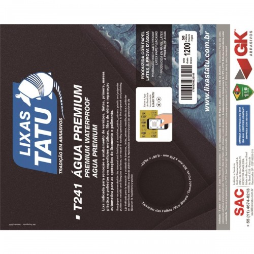 Lixa Dagua Tatu 80 Hidrolix T24500800050 - Kit C/50 