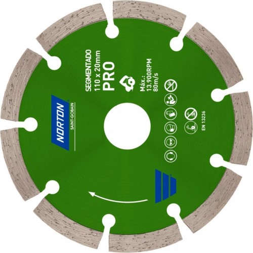 Disco Diamantado Norton Econ Segmentado Seco Agua 110Mm 