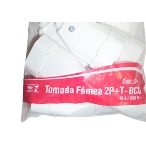 Pino Femea 2 Polos+Terra Luster Branco 2079 - Kit C/10 