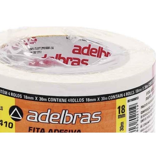 Fita Dupla Face Adelbras De Papel Branca 18 X 30M  813000003 - Kit C/4