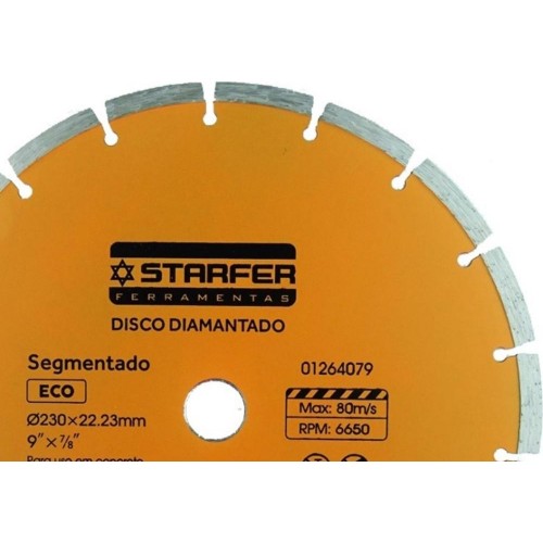 Disco Diamantado Starfer Eco Segmentado 230Mm Seco/Agua 