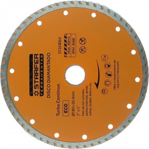 Disco Diamantado Starfer Eco Turbo 180Mm Seco/Agua 