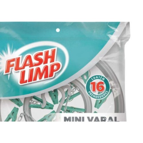 Varal Flashlimp Mini ''Redondo''Com 16 Prendedores  Lav6810