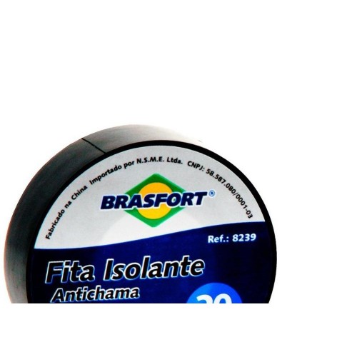 Fita Isolante Brasfort 20M X 19Mm Preta   8239 - Kit C/10