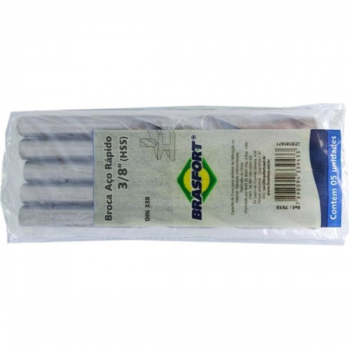 Broca Aco Rapido Brasfort   3/8'' - 7513 - Kit C/5 Peças