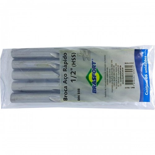 Broca Aco Rapido Brasfort   1/2'' - 7517 - Kit C/5 Peças