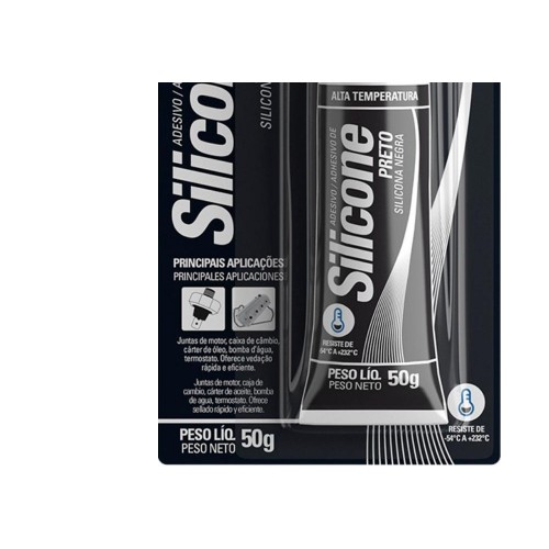 Silicone Tekbond Alta Temperatura 50G. Preto