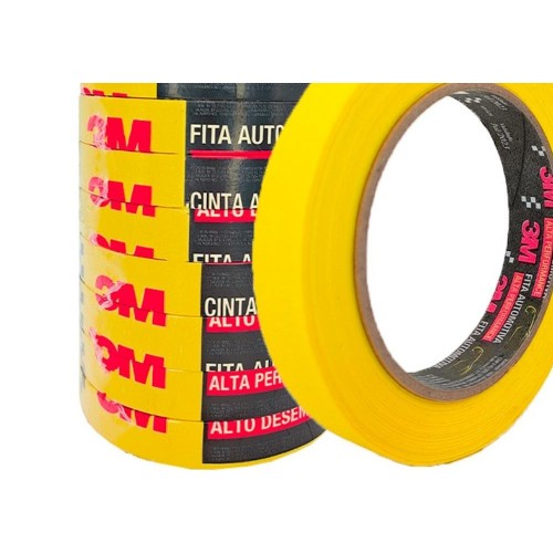 Fita Crepe 3M Alta Performance Amarela 18Mm X 40M Automotiva - Kit C/12 Rolos