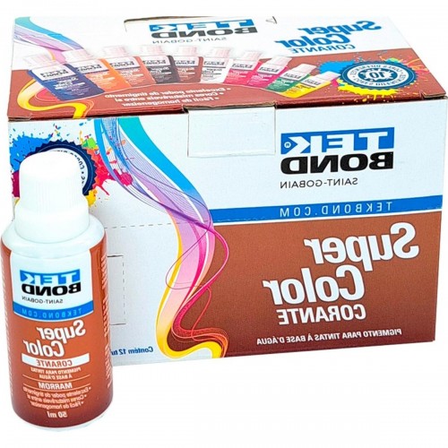 Corante Para Tinta Tekbond Marrom 50Ml - Kit C/12 Peças