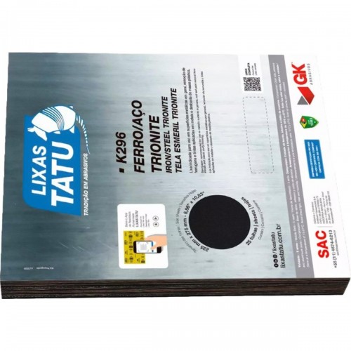 Lixa Ferro Tatu 50 - Pacote Com 25 Folhas - Kit C/25 Folhas