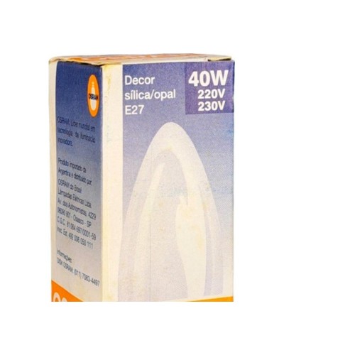 Lampada Vela Lisa Osram Silica 40Wx220V. - Kit C/5 Peças