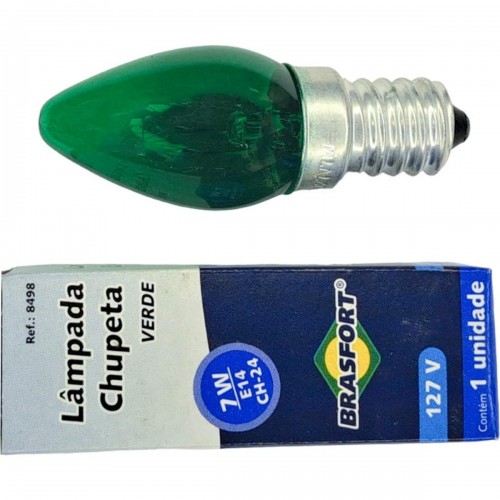 Lampada Chupeta Brasfort 7Wx127V. E14 Verde - Kit C/25 Pecas