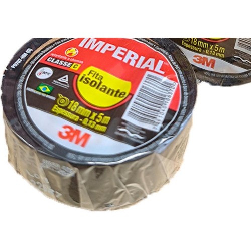 Fita Isolante 3M Imperial 5M Preta - Kit C/10 Peças